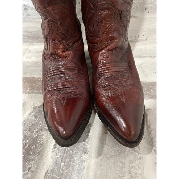 Dan Post Men Sz 8.5 Brown Black Cherry Leather Western Cowboy Riding Rodeo Boots main image 7